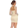 Basic Casual Dresses Ivory Satin Mesh Long Sleeve Coset Dress Elegant Tl Criss Cross Halter Slim Bodycon Club Celebrity Party Wear Dro Dhren