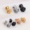 Stud Earrings Alisouy 2pcs Rose Flower Black Gold Color Stainless Steel Men Women Pierced Ear