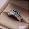 Wedding Rings Size 5-11 Wholesale Vintage Fashion Jewelry 925 Sterling Sier Emerald Cz Diamond Gemstones Party Women Engagement Band Dhfef