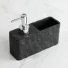 Dispensador de jabón con fregadero de cocina de esponja y jabón de baño Imitación de roca negra de roca negra y plato dispensador de jabón 240419