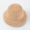Натуральная шляпа с ковшой Раффии для женщин вручную вязаной крючковой шляп