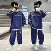 Clothing Sets Boys Sweatshirt Suit Junior Kids Fashion Printed Letter Thickened Top Casual Sports Pants 2 Piece Set 315Y Trend 230926 Dhqcd