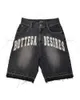 American Street broderie haute taille lavée short en jean HARAJUKU Retro Brand Trendy Jeans surdimensionné Men Y2k Goth Punk Shorts 240415