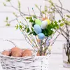 Fiori decorativi Spring Pasqua Bouquet di fiori artificiali con ornamenti di uova 5 pezzi di decorazione del gambo floreale per il centrotavola per tavolo