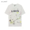 Lanvin 디자이너 T 셔츠 Tees Lanvis 셔츠 New Mens 셔츠 Langfan Chengyi 같은 스타일의 짧은 슬리브 자수 편지 캐주얼 Lanvins 티 라운드 넥 6187