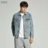 Men's Hoodies Yingjuelun Trendy Brand Fashion Wave Line Denim Coat Youth Spring And Autumn High Street Piaoshuai Casual Flip Neck Jacket