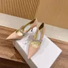 Роскошные высокие каблуки Slingback Pump Swinestone Sandals Designer Flats Женщины патентные кожаные моды.