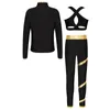 Clothing Sets Kids Girls Skating Gymnastics Tracksuits Long Sleeve Zipper Outerwear With Crop Top Sport Legging Pants Fitness Yoga