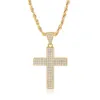 Hip Hop Full 5A Zircon Cross Pendant avec une chaîne de tennis surnommée Gift bijoux