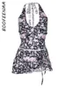 Boofeenaa Floral Print 2 Peça Conjuntos de saia de praia Use roupas de férias sexy Mulher 2024 Summer Co Ord para mulheres C85-CI18 240423