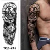 Tattoo Transfer temporärer Tattoos für Mann Großgröße Arm Ärmel Tattoo Aufkleber Körperkunst falsches Tattoo für Frauen Schwarzer Wald Tatoo Wolf 240426