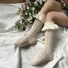 Chaussettes pour enfants Summer Baby Girls Ruffle Socks Kids Toddlers Toddlers Gnee High Long Sock Soft Cotton Lace Flower Children Infant Girl Girl pour 0-5 ans