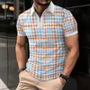 Summer Mens Polo Shirt With Lapel Zip Casual Fashion Street Personlighetsstil Bekväm andlig kort ärm Topp 240423