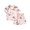 Kinder Baumwollpyjama Sommer Cartoon gedruckt 2 Stück Set Short Sleeve Top mit Shorts Kleinkind Baby Jungen Mädchen Nachtwäsche Sets 240418