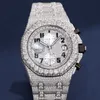 Роскошная мода Moissanite Watch для мужских автоматических свидание Stianless Steel Luxury Gold Late Clock Hip Hop Full Diamond.