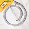 Yu Ying Pass Diamond Test 8-14 mm breit Gra Moissanit 18k Gold Sterling Silber Kubaner Linkkette für Männer Hip Hop Halskette 7oau