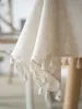 Almofadas em quatro estações de linho universais de cor sólida cor retangular toque bege margem Fringe Farmhouse Wedding Decoration Mesa de cozinha