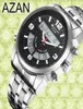 611 New Stainless Steel Led Digital Dual Time Azan Watch 3 Colors Y190521039384275
