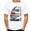 Męskie koszulki R33 Skyline R32 R34 GTR Car Print T-shirt Nowe letnie mężczyźni krótkie slve Vintage Boy Casual Tops Fashion White TS T240425