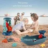 Toys de plage Sandbox Silicone Bucket and Sand Toys Sandpit Outdoor Game Play Cart Scoop Child Phevel for Kids 240424