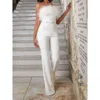 Dress For Elegant Strapless Feathers Bride Wedding Jumpsuits Satin Simple Bridal Gowns Ivory Sexy Women Formal Reception Pants Suits Custom Made mal