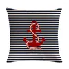 Pillow Sea Blue Compass Printed Cover Anchor Pattern Marine Ship Throw Case Decorative Pillowcase Cojines Almofadas H766