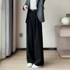Women's Pants High Waist Fleece Long Wide Leg Wool For Women Fall Winter Straight Woolen Trousers Full Length 2024