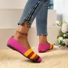 Casual Shoes Woman Sneakers Tennis Female Matching Stripes Breathable Mesh Knitted Flat Bottomed Women'S Wedges