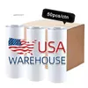 US Warehouse Sublimation Blanks gobelers 20oz en acier inoxydable tasses droites gobelet avec les couvercles et les bouteilles de tasses cadeaux de transfert de chaleur de paille 0426