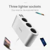 Chargers HOCO Car Charger 3 Sockets Cigarette Lighter Adapter Splitter 2 USB CarCharger with Digital Display Voltage Meter Mobile Phones