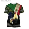 Heren t-shirts haan fit heren t-shirt harajuku mode 3d grappige boerderij bedrukte dames kleding korte mouw Q240425