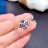 Cluster Rings MeiBaPJ Natural Tanzanite Gemstone Flower Fashion Ring For Women 925 Sterling Silver Fine Wedding Jewelry