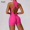 Women's Tracksuits Back V jumpsuit womens gym set yoga training set sportswear integrated sports jumpsuit fitness jumpsuit elastic fitness suit 240424