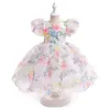 Fashion Girl White Princess Robe Tulle Puff Sleeve Party Femme Kids Robes For Girls Birthday Child Clothes Bridemaids Robe 240412