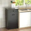 Kit d'armoire de poubelle en bois de 10 gallons pour la cuisine, la buanderie ou la prestation de chiens - Design debout, noir et élégant pour l'organisation à domicile