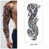 Tatuaż Transfer Duże ramię tatuaż naklejka Pełne rękawy Tymczasowe tatuaże dla mężczyzn Fish Wolf Tiger Tattoo Fake Tatoo dla kobiet Wodoodporna Art Body Art 240427