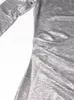Женские футболки T -гимамазы твердые нерегулярные для женщин круглый шее с длинным рукавом от плеча туника минималистская шикарная рубашка женская одежда