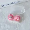 1R84 Contact Lens Accessories Girls Portable Lens Box Container Kawai Pink Rabbit Cow Fox Brown Bear Match With Tweezer Aspir Stick D240426