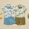 Kläduppsättningar småbarnskläder baby pojke shorts set haiian outfit spädbarn pojke kort hylsa skjorta topp shorts kostym sommaren barnkläder
