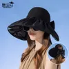 8242 Black Gum Big Eaf Sun Protection Hat Fashion Korean Version Bow Fisherman Hat Summer Empty Top Sun Protection Hat Children