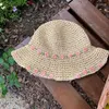 Breda randen hattar koreanska söta sommarblomma webbing strå hatt kvinnors stora strand solskade fiskare mössa utomhus fritid vikbar sol