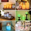 LED Crack Flameless Pillar Candle 12 Color Remote Controller Timer Pelar Candle Paraffin Wax Flicker Holiday Chile Decor 240416