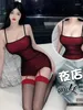 Robes décontractées chignon rouges mini robe slash cou sexy femme coréenne douce 2024 haut uniforme élégant mode haut ma8j