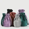 Shopping Bags 20pcs/lot 6x12.5cm Black/Purple/Brown/Grey/Green Round Bottom Sweet Candy Pouch Silk Velvet Drawstring Wedding Favors