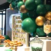 Decoração de festa Balões verdes escuros Garland Arch Kit Metallic Gold Ballon Safari Jungle Tema Baby Shower Birthday Air Globos Decor Picnic