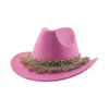 Basker cowboy hatt västra cowgirl fedoras hattar för kvinnor avslappnad vintage panama manlig vinter höst jazz mössor sombrero hombre