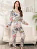 Kvinnors sömnkläder Kvinnor Plus Size S -3XL NYA 100% VISCOSE PAJAMAS SET LÅNG -SLVED -TROUSERS LADER PAJAMAS SUT Nattkläder kostym Slpwear Pijama Y240426