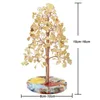 Sachets de bijoux arbre en pierre de cristal citrine naturel avec tranche d'agate Base de résine Lucky Money Bonsai Feng Shui décoration intérieure