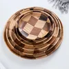 Dinnerware Sets Household Ash Parquet Black Walnut Solid Wood Plate Wooden Original Shape Fruit Vintage Tray Dim Sum Saucer