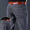 Men's Jeans Mens Fashion Letter denim pants ultra-thin straight gentleman relaxed fashion European and American style elastic mens luxury jeans grayL2404